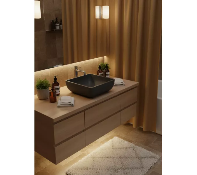 Раковина для ванной накладная Uperwood Florida квадратная, бетон, цвет графит, Выбрать цвет: Графит, изображение 5