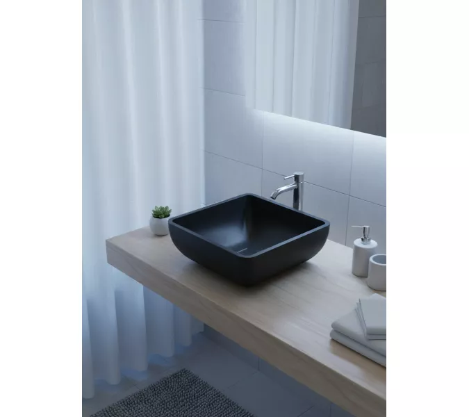 Раковина для ванной накладная Uperwood Florida квадратная, бетон, цвет черный, Выбрать цвет: Черный, изображение 5