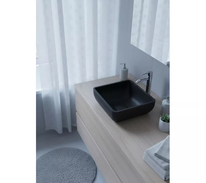 Раковина для ванной накладная Uperwood Florida квадратная, бетон, цвет черный, Выбрать цвет: Черный, изображение 6