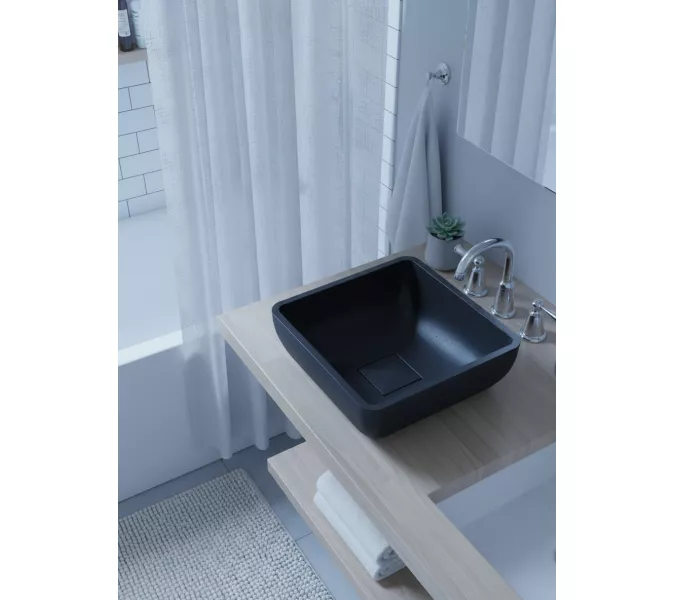 Раковина для ванной накладная Uperwood Florida квадратная, бетон, цвет черный, Выбрать цвет: Черный, изображение 7