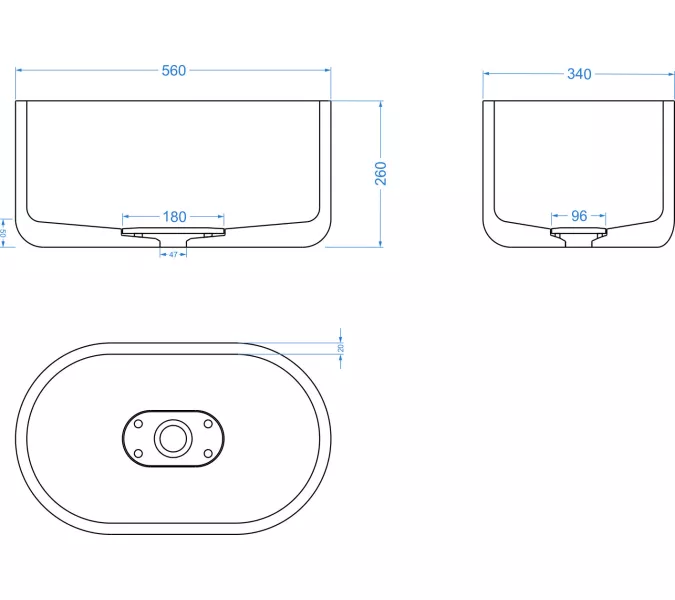 Раковина накладная бетонная Uperwood Venice 56х34х26 см, овальная, графит, Выбрать цвет: Графит, изображение 3