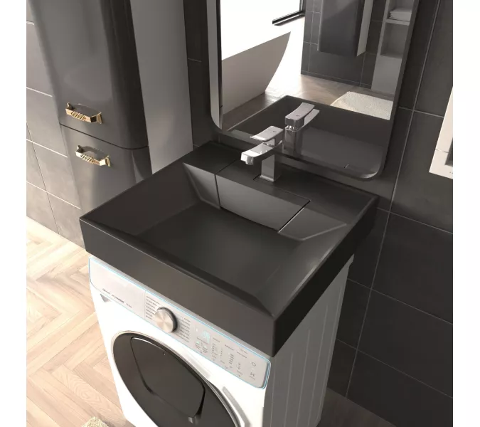 Раковина над стиральной машиной Uperwood Top 60х55х11 см, черная матовая, Выбрать цвет: Черный