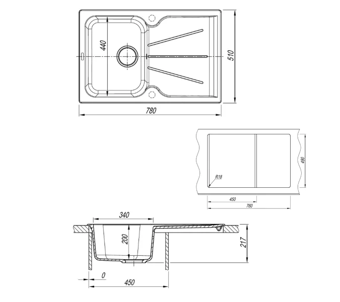 Кухонная мойка кварцевая Uperwood Quartz Premium UPD-04-02, прямоугольная, бежевая, Выбрать цвет: Бежевый, изображение 8