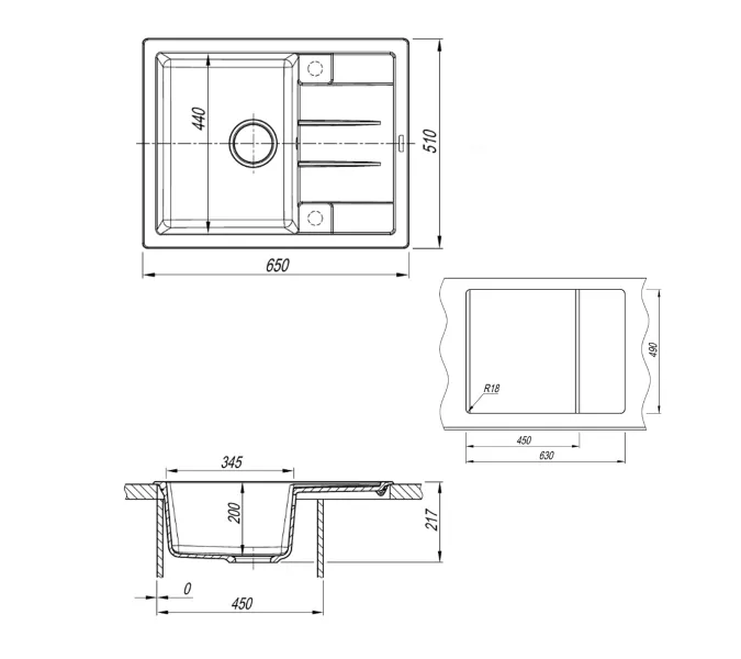 Кухонная мойка кварцевая Uperwood Quartz Premium UPD-03-02, прямоугольная, бежевая, Выбрать цвет: Бежевый, изображение 8
