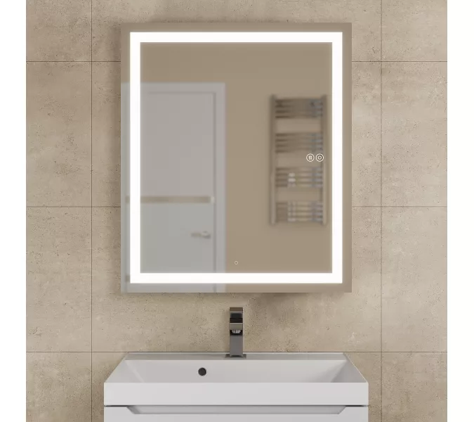 Зеркало шкаф с подсветкой  Uperwood Tanos, белое, Выбрать цвет: Белый, Выбрать размер: 60х70, изображение 2