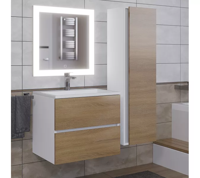 Зеркало для ванной с подсветкой Uperwood Barsa , сенсор, Антизапотевание (подогрев зеркала): Нет, Выбрать цвет: Белый/серебро, Выбрать размер: 60х80, Диммер: Есть, изображение 2