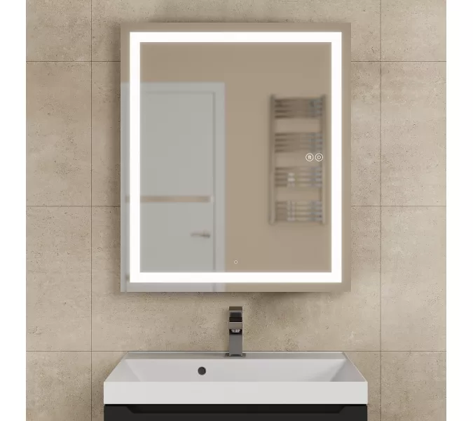 Зеркало шкаф с подсветкой  Uperwood Tanos, черное, Выбрать цвет: Черный, Выбрать размер: 60х70, изображение 2