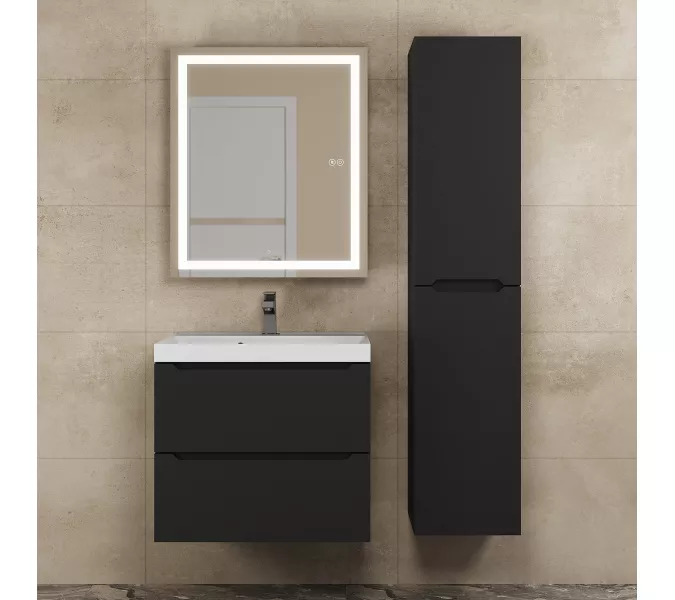 Зеркало шкаф с подсветкой  Uperwood Tanos, черное, Выбрать цвет: Черный, Выбрать размер: 60х70, изображение 3