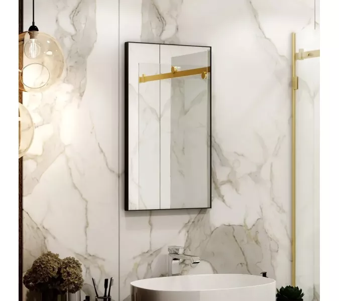 Зеркало для ванной Uperwood Vizo 40 x70 см, черное, Антизапотевание (подогрев зеркала): Нет, Выбрать цвет: Черный