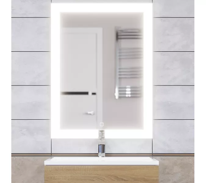 Зеркало для ванной с подсветкой Uperwood Barsa , сенсор, Антизапотевание (подогрев зеркала): Нет, Выбрать цвет: Белый/серебро, Выбрать размер: 60х80, Диммер: Есть