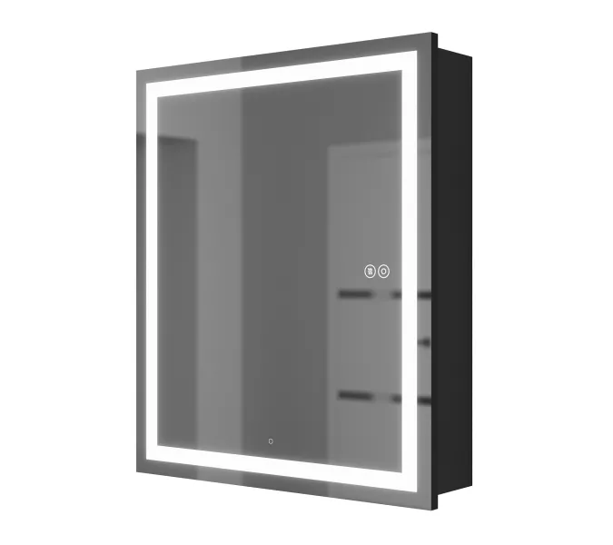 Зеркало шкаф с подсветкой  Uperwood Tanos, черное, Выбрать цвет: Черный, Выбрать размер: 60х70, изображение 5