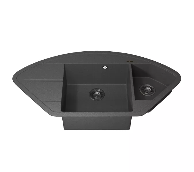 Кухонная мойка кварцевая Uperwood Quartz Premium UPD-06-03, угловая двухсекционная, серая, Выбрать цвет: серый, изображение 7