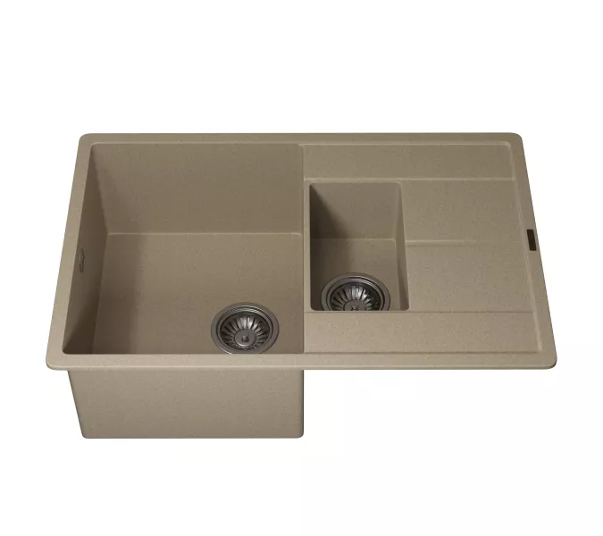 Кухонная мойка кварцевая Uperwood Quartz PremiumUPD-05-02, прямоугольная двухсекционная, бежевая, Выбрать цвет: Бежевый, изображение 7