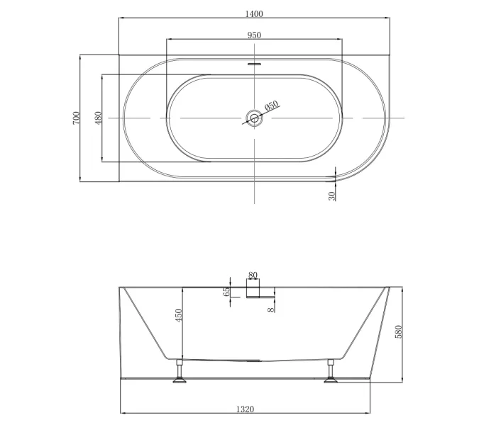 Акриловая ванна ABBER AB9502-1.4 L белая, Выбрать размер: 140х70, Ориентация: левая, изображение 9