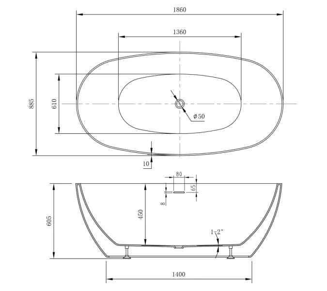 Акриловая ванна ABBER AB9504 белая, изображение 10