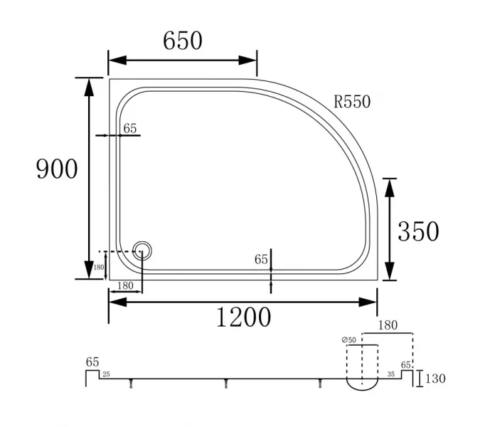 Душевой поддон ABBER AD3E129 R 120х90 асимметричный, акриловый, белый, изображение 9