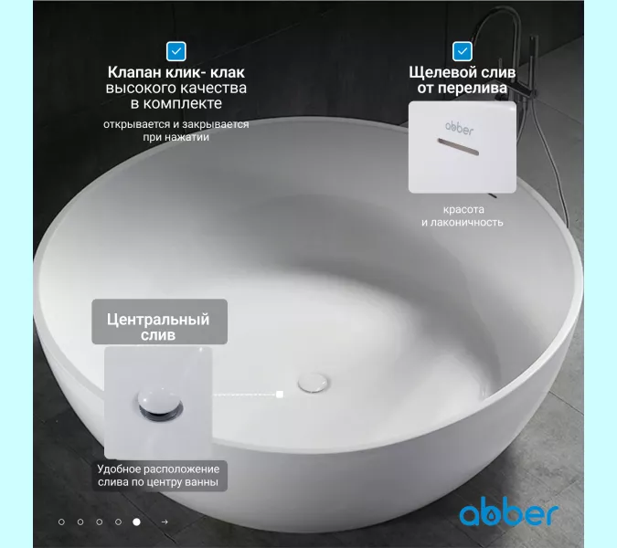 Акриловая ванна ABBER AB9279 150х150, Выбрать цвет: Белый, изображение 6