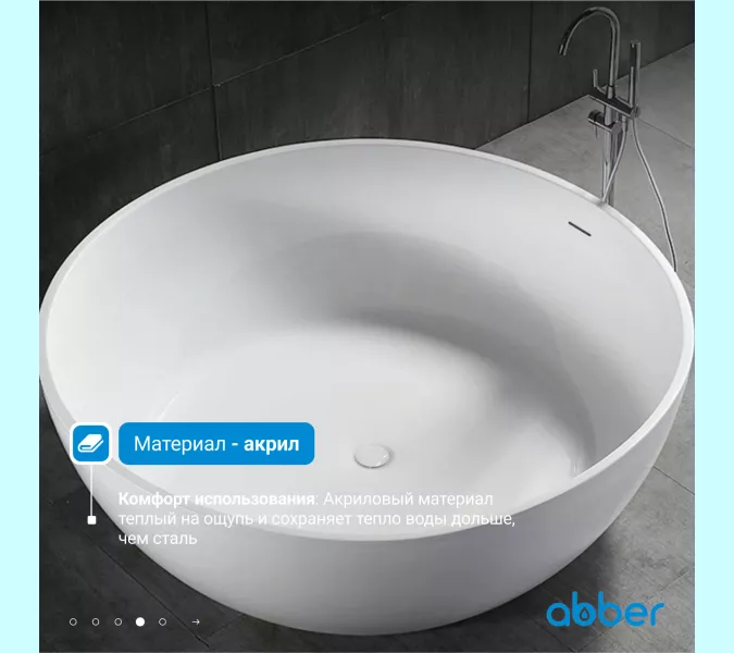 Акриловая ванна ABBER AB9279 150х150, Выбрать цвет: Белый, изображение 3