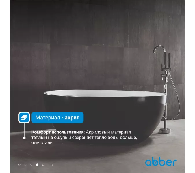Акриловая ванна ABBER AB9279MB  150х150, Выбрать цвет: Черный матовый, изображение 4
