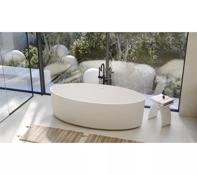 Ванна из искусственного камня ABBER Stein AS9627 белая матовая 180*85, изображение 11