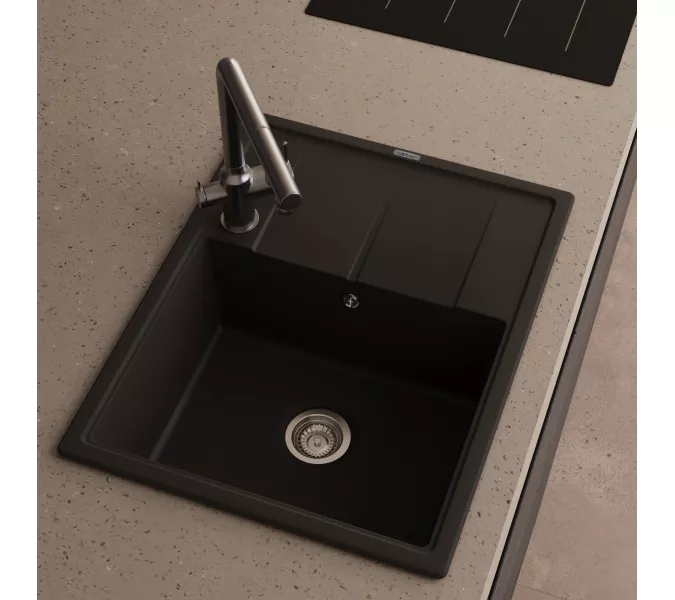 Кухонная мойка ABBER Quarz AQ2903B черная, Выбрать цвет: Черный, изображение 2