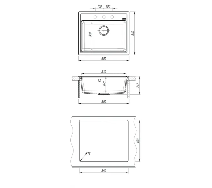 Кухонная мойка ABBER Quarz AQ2902G серый, Выбрать цвет: серый, изображение 6
