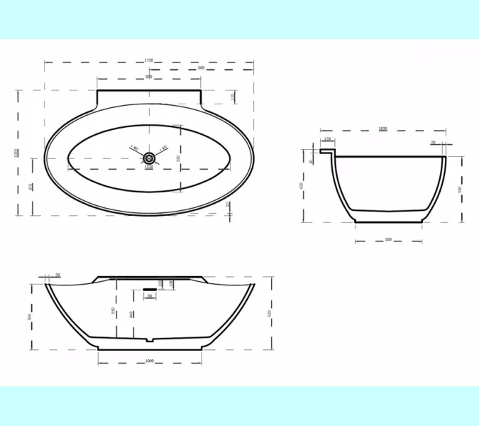 Акриловая ванна ABBER AB9237 172х103, изображение 12