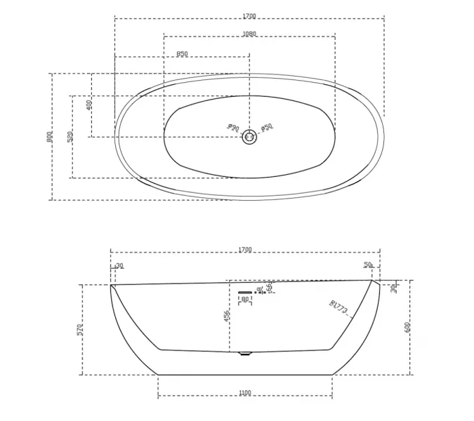 Акриловая ванна ABBER AB9285 170*80, изображение 11
