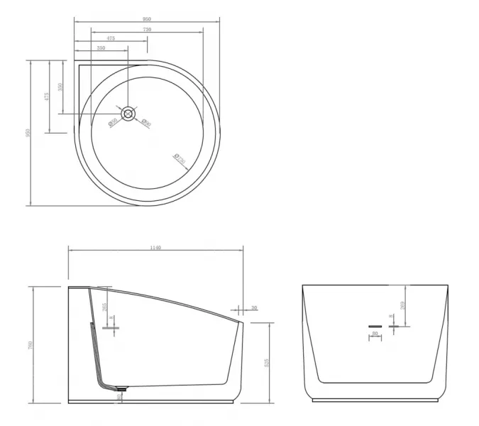 Акриловая ванна ABBER AB9305 95*95, изображение 11