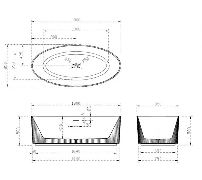 Акриловая ванна ABBER AB9327 180*85, изображение 11