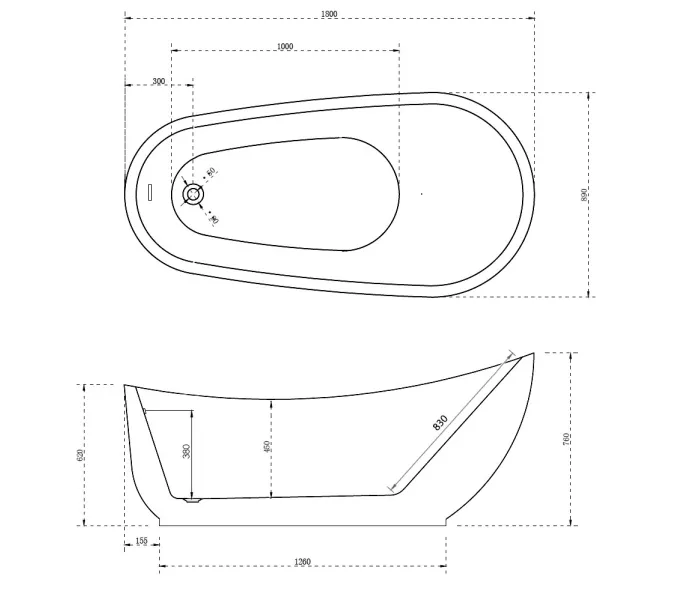 Акриловая ванна ABBER AB9288 180х89, изображение 12