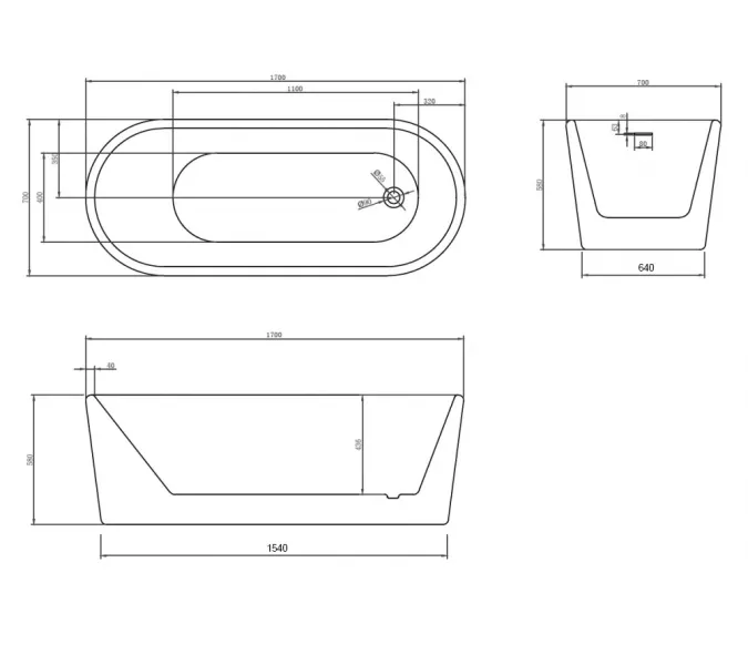 Акриловая ванна ABBER AB9272, Выбрать размер: 170х70, изображение 10