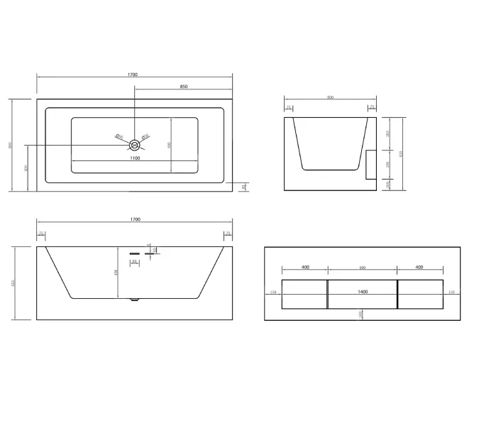 Акриловая ванна ABBER AB9339-1.7  170х80, изображение 10