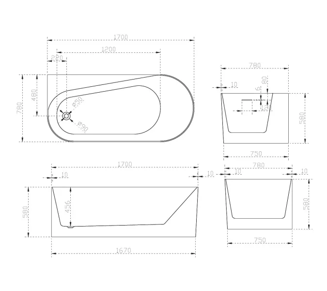 Акриловая ванна ABBER AB9496  L/R, Выбрать размер: 170х78, Ориентация: Левая, изображение 10