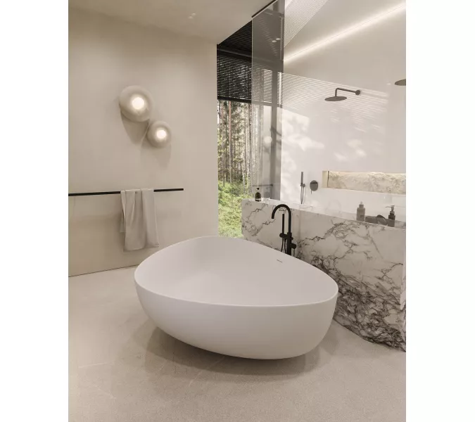 Ванна из искусственного камня ABBER Stein AS9608 белая матовая 180*130, изображение 11