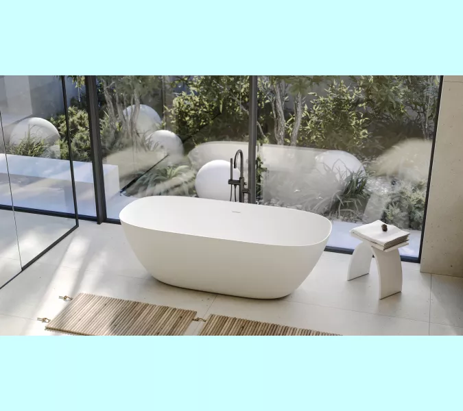 Ванна из искусственного камня ABBER Stein AS9612-1.7 белая матовая 170х72, изображение 11