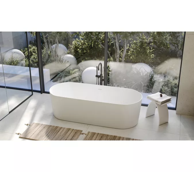 Ванна из искусственного камня ABBER Stein AS9614 белая матовая 180*75, изображение 13