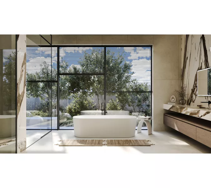 Ванна из искусственного камня ABBER Stein AS9614 белая матовая 180*75, изображение 12