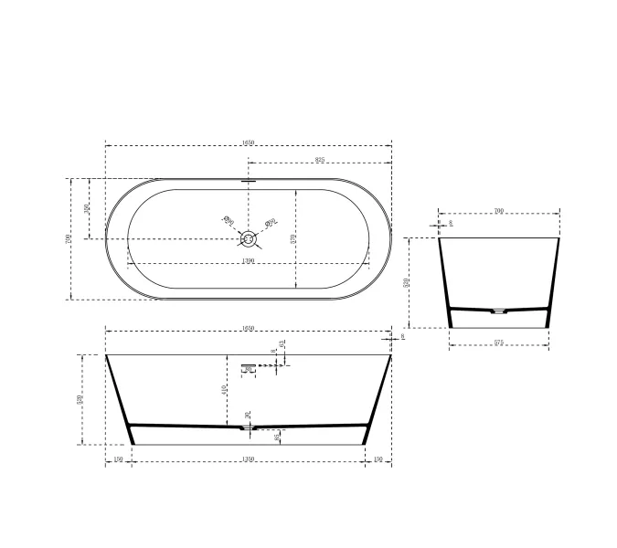 Ванна из искусственного камня ABBER Stein AS9622 белая матовая 165*70, изображение 16