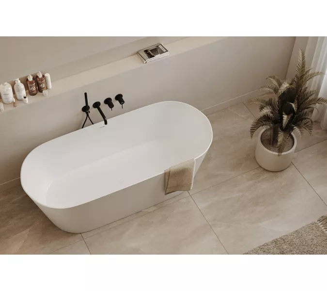 Ванна из искусственного камня ABBER Stein AS9622 белая матовая 165*70, изображение 13