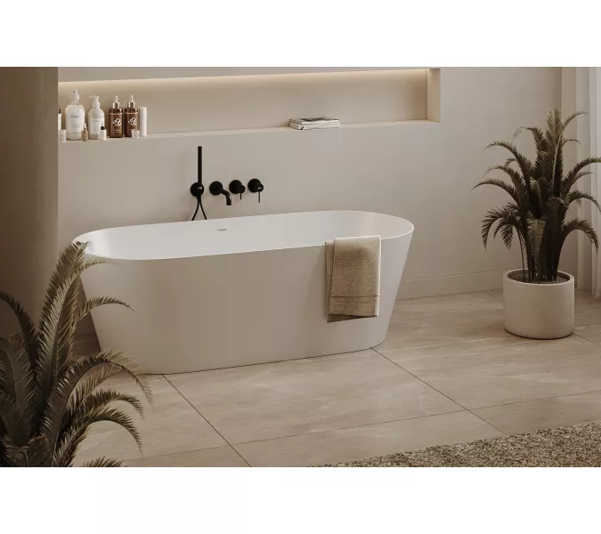 Ванна из искусственного камня ABBER Stein AS9622 белая матовая 165*70, изображение 12