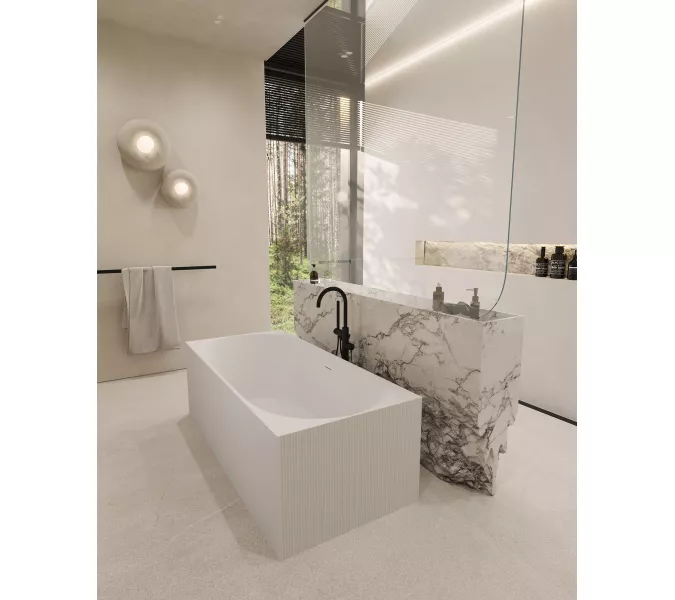 Ванна из искусственного камня ABBER Stein AS9603 белая матовая 170*75, изображение 8
