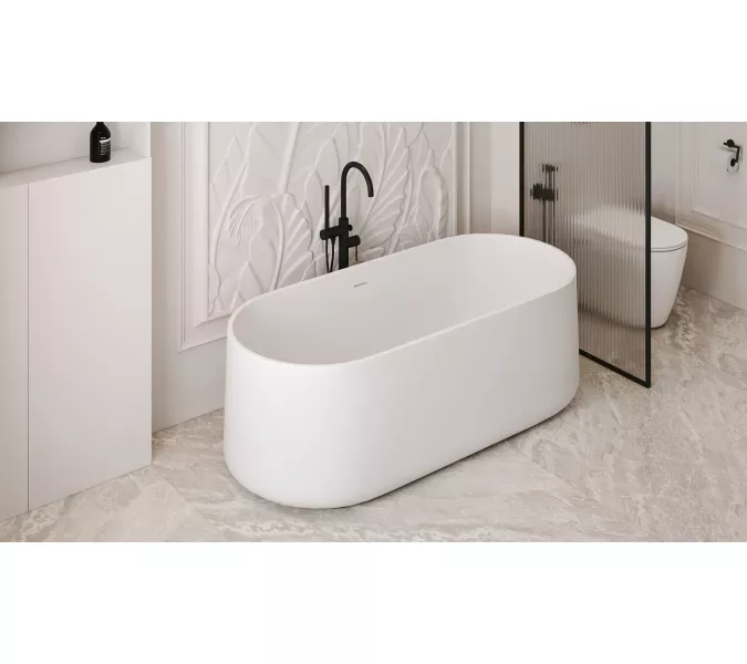 Ванна из искусственного камня ABBER Stein AS9607 белая матовая 170*75, изображение 14