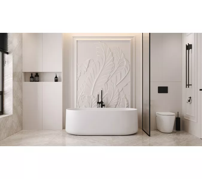 Ванна из искусственного камня ABBER Stein AS9607 белая матовая 170*75, изображение 13