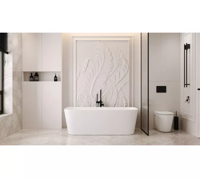 Ванна из искусственного камня ABBER Stein AS9617 белая матовая 170*75, изображение 8