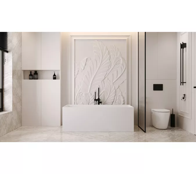 Ванна из искусственного камня ABBER Stein AS9640-1.5 белая матовая, Выбрать размер: 150*70, изображение 12