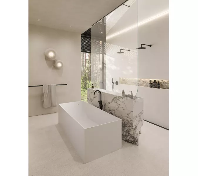 Ванна из искусственного камня ABBER Stein 180х76 белая матовая, изображение 12