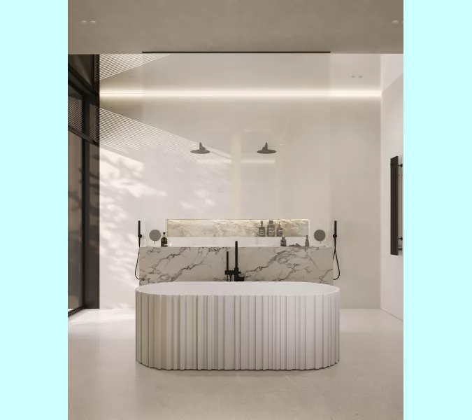 Ванна из искусственного камня ABBER Stein 170х75 белая матовая, изображение 13