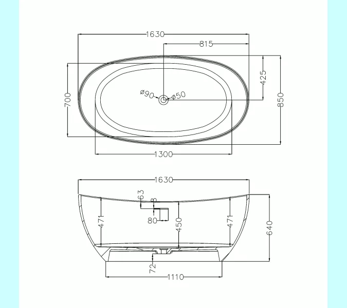 Акриловая ванна ABBER AB9237 172х103, изображение 11