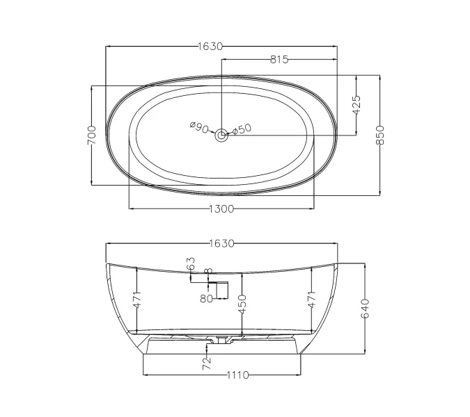 Карбоновая ванна ABBER Karbon AK9001-1.7  170х75, изображение 6